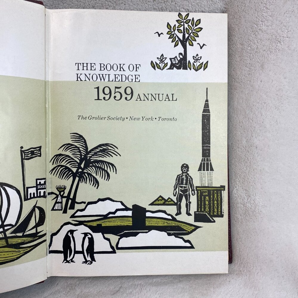 Vintage 1959 The Book of Knowledge Annual Adult Owned The Grolier Society